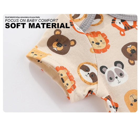 Kiddiezoom 4PCS Cotton Cartoon Baby Bodysuit Set