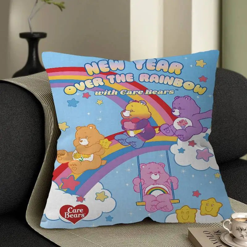 Care Bear Retro Cartoon Cushion Cover – Cute Decorative Pillow Case for Sofa & Home Décor