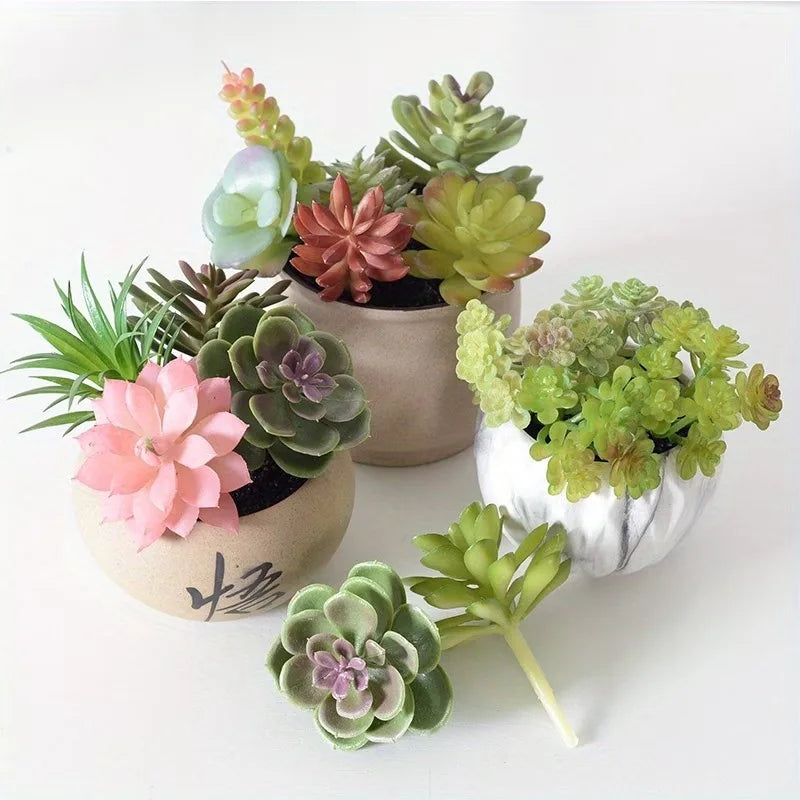 10/20PCS Artificial Succulent Plants – Mixed PVC Faux Succulents for Home & Desk Decor