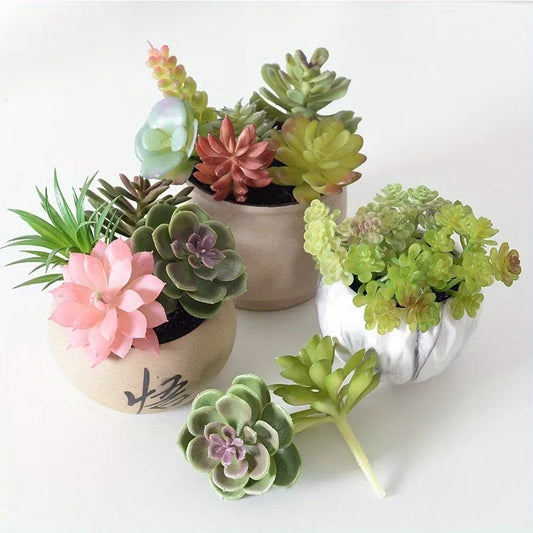 10/20PCS Artificial Succulent Plants – Mixed PVC Faux Succulents for Home & Desk Decor