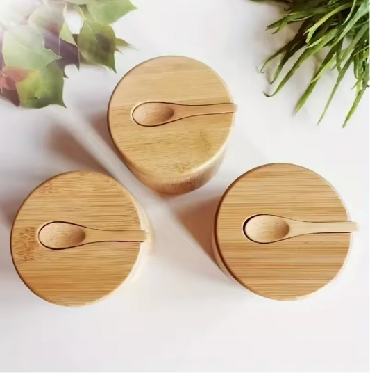 Bamboo Seasoning Jar Set with Lids