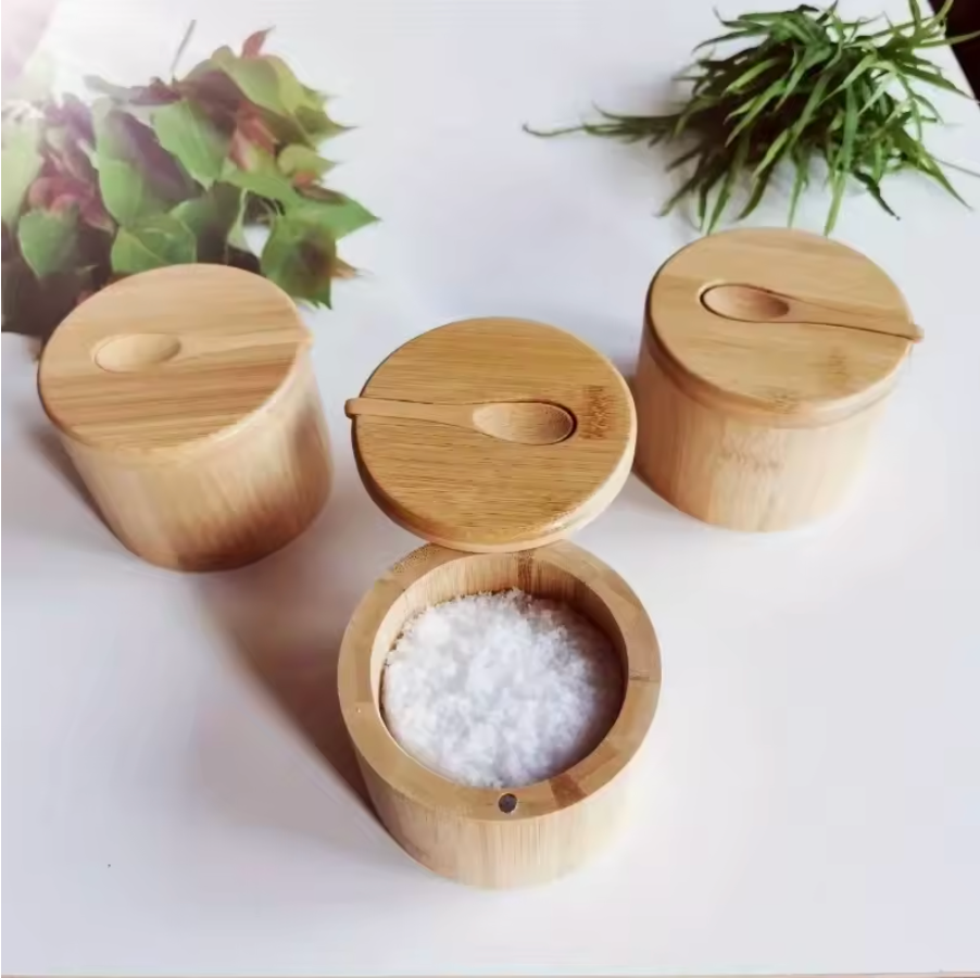 Bamboo Seasoning Jar Set with Lids