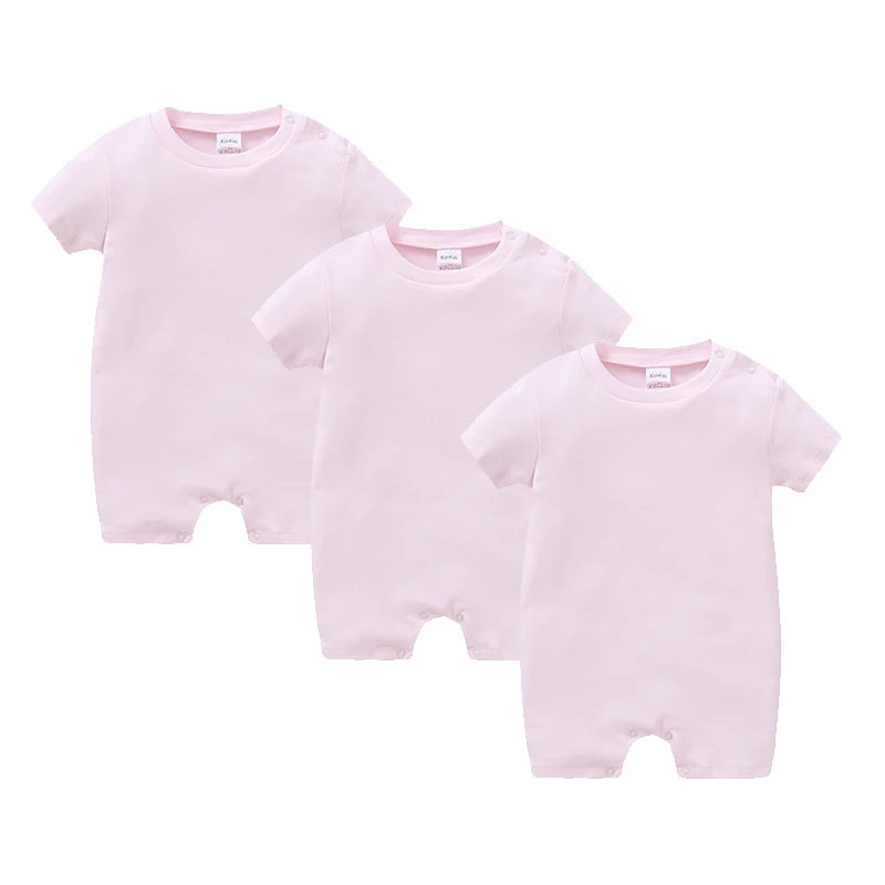 Newborn Cotton Baby Romper Set – Solid Unisex Onesies (1/3/4PCS)
