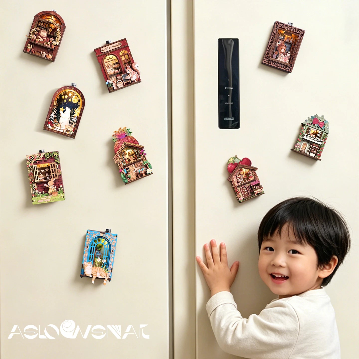 DIY 3D Fridge Magnet Puzzle – Mini House & Animal Dollhouse Model Kit