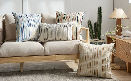 Gray Textured Throw Pillow Cover – Soft Boho Cushion Case for Couch & Living Room Décor (60x60cm)