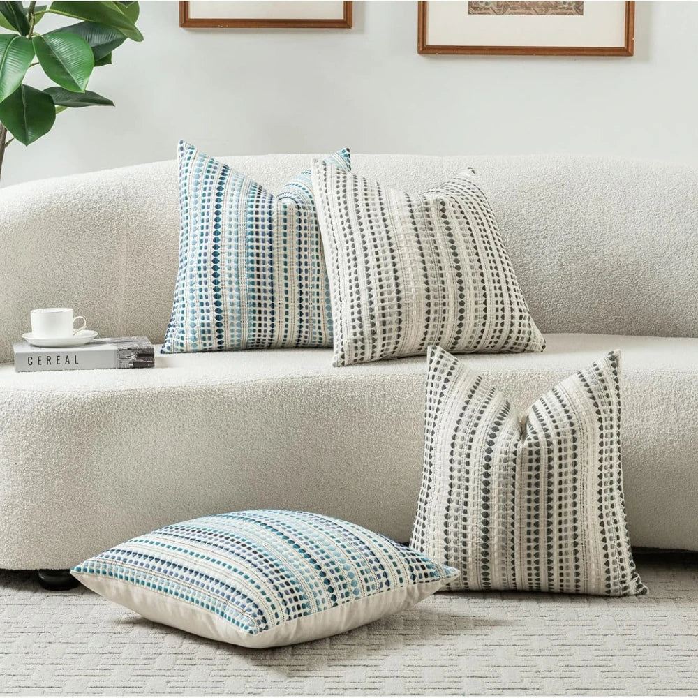 Gray Textured Throw Pillow Cover – Soft Boho Cushion Case for Couch & Living Room Décor (60x60cm)
