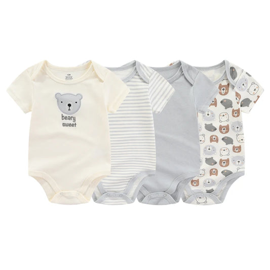 Kiddiezoom 4PCS Cotton Cartoon Baby Bodysuit Set