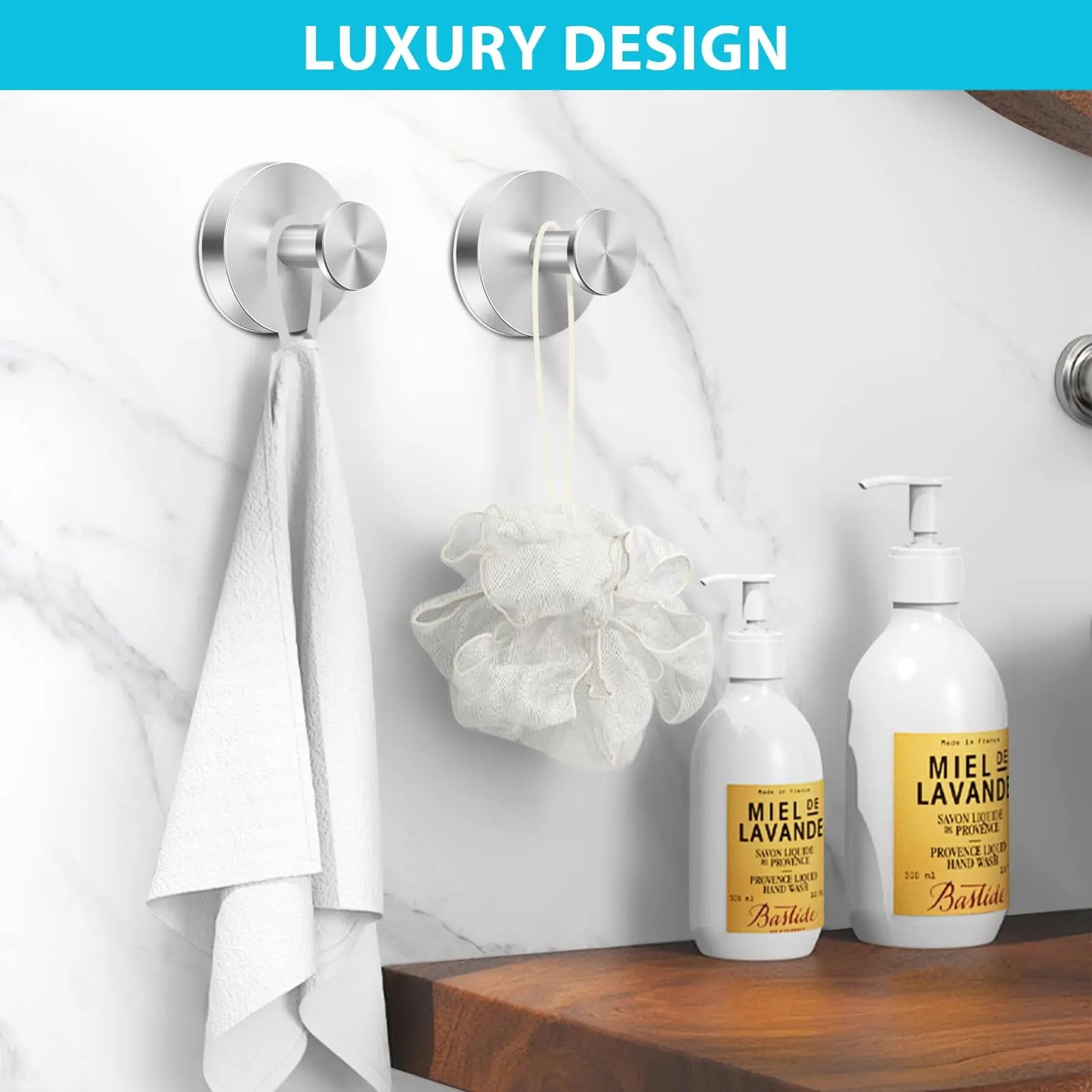 (2PCS) Suction Cup Bathroom Hanging Towels Robe Loofah Hooks