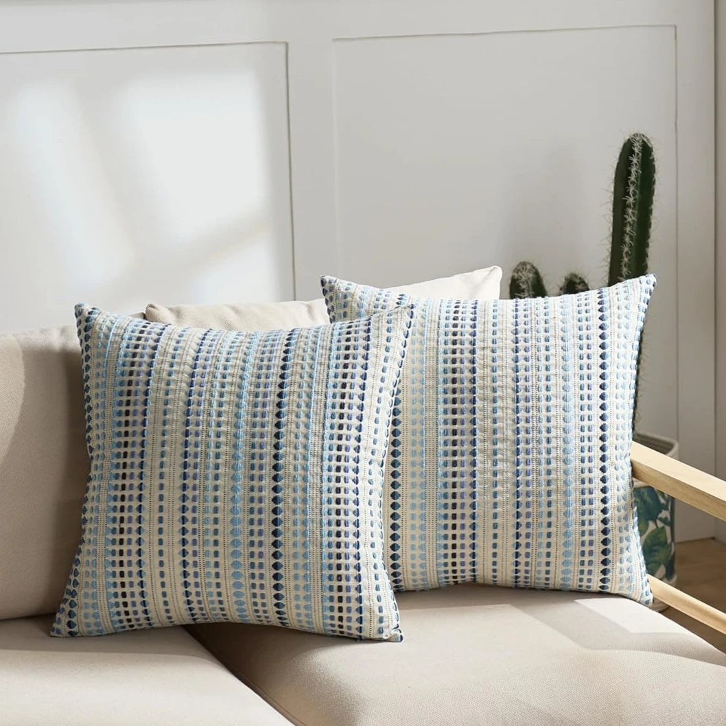 Gray Textured Throw Pillow Cover – Soft Boho Cushion Case for Couch & Living Room Décor (60x60cm)