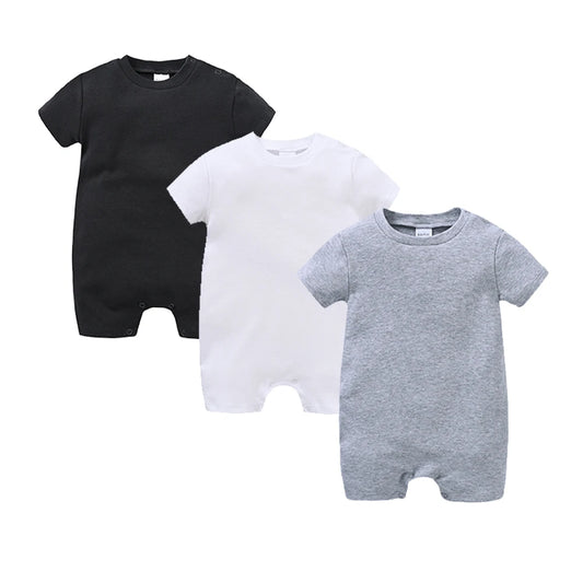 Newborn Cotton Baby Romper Set – Solid Unisex Onesies (1/3/4PCS)