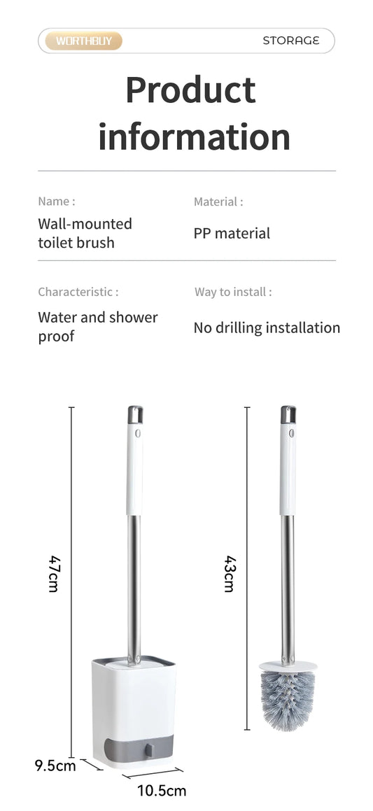 Long Handle Plastic Toilet Brush with Drainable Base Cleaning Brush