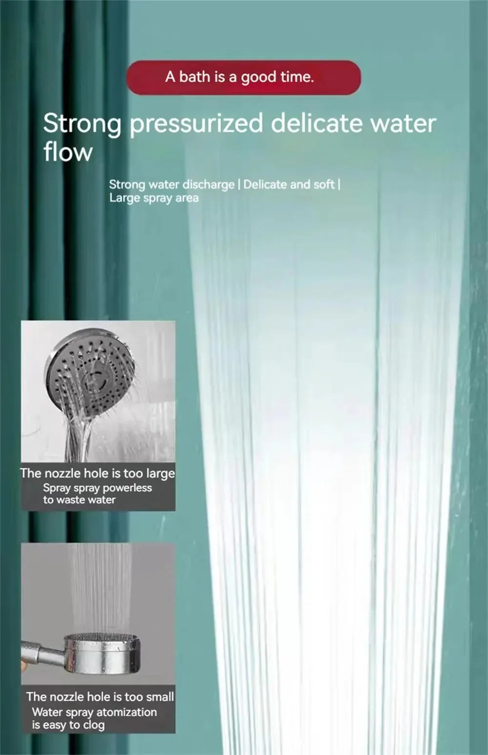 High Pressure Head Water 3-Mode Saving Shower Silver