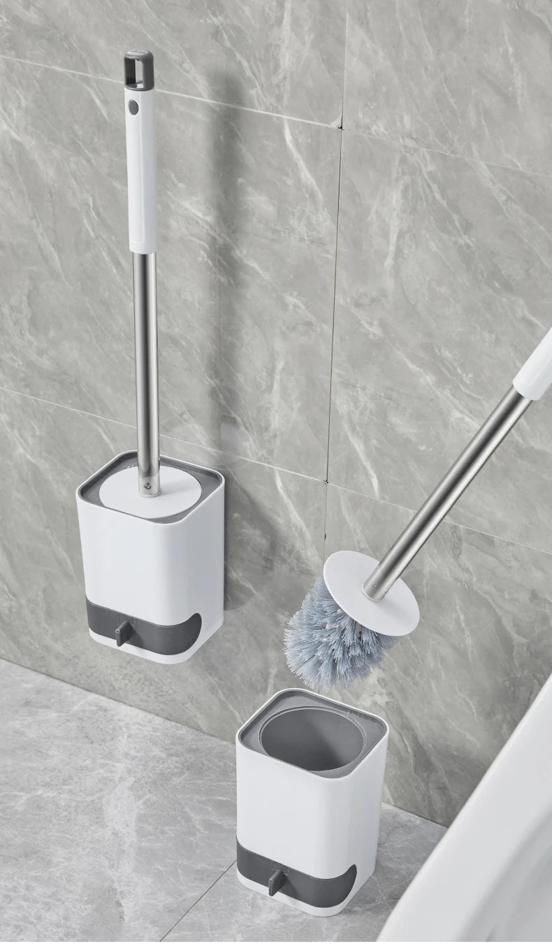 Long Handle Plastic Toilet Brush with Drainable Base Cleaning Brush