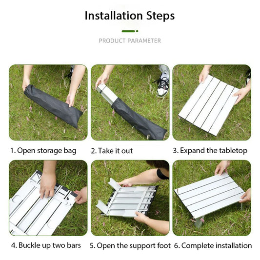 Ultralight Folding Camping Table – Portable Aluminum Roll-Up Outdoor Table