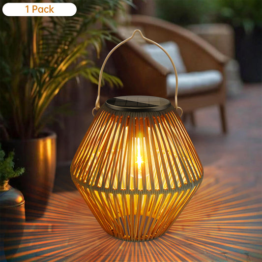 Solar Rattan Outdoor Lantern Light