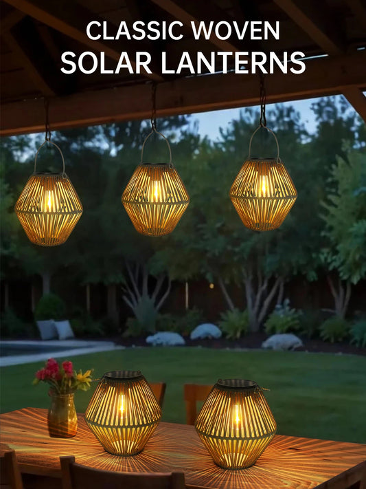 Solar Rattan Outdoor Lantern Light