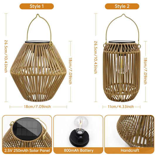 Solar Rattan Outdoor Lantern Light