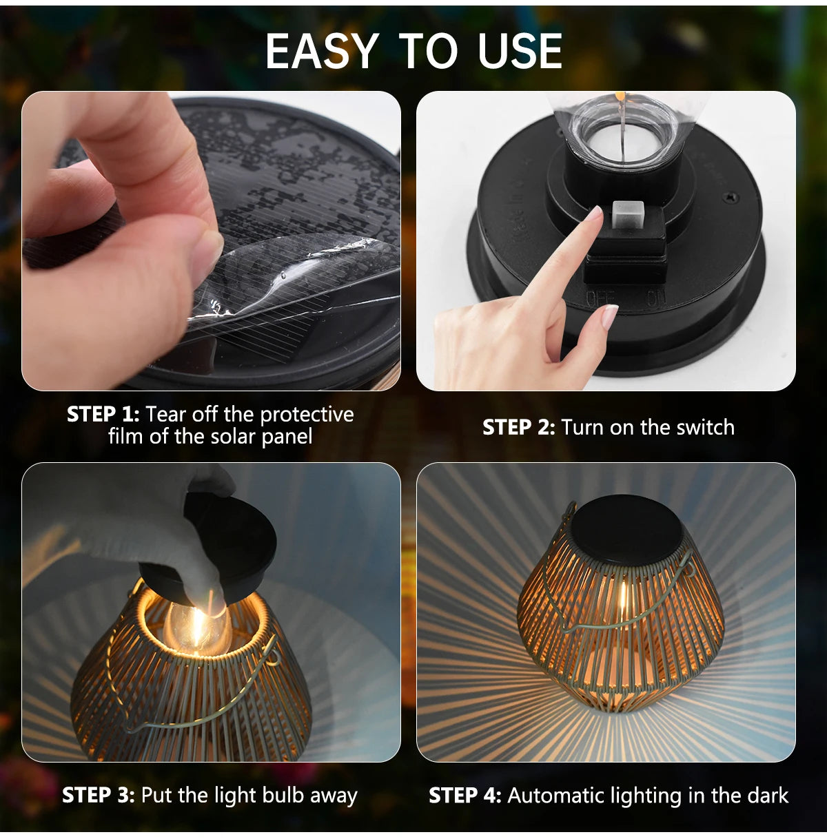 Solar Rattan Outdoor Lantern Light