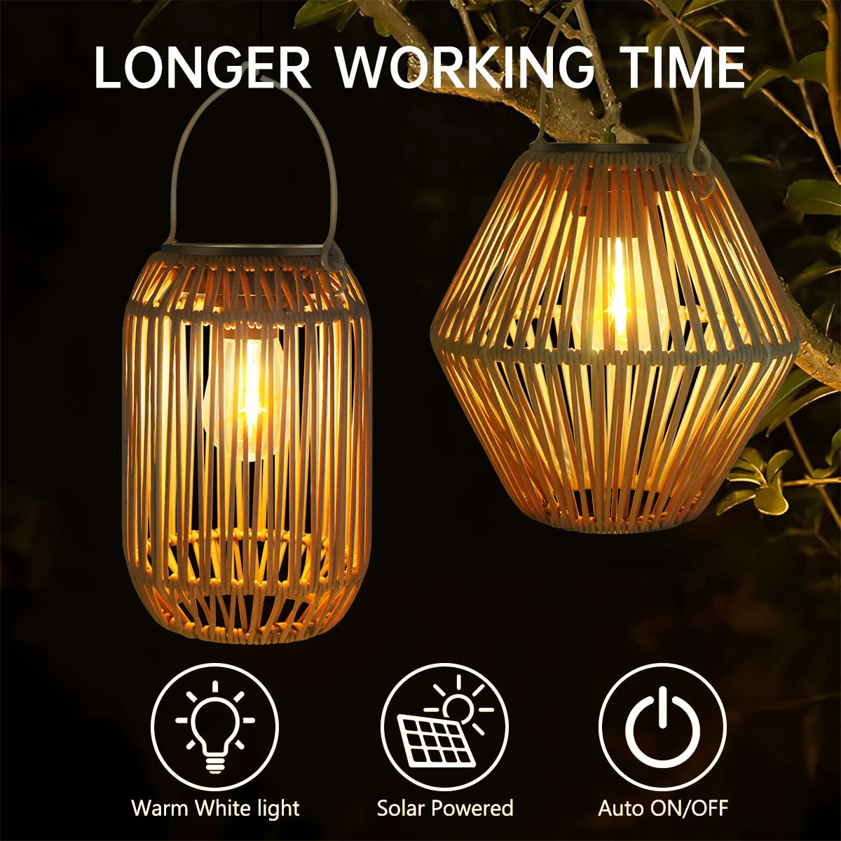 Solar Rattan Outdoor Lantern Light