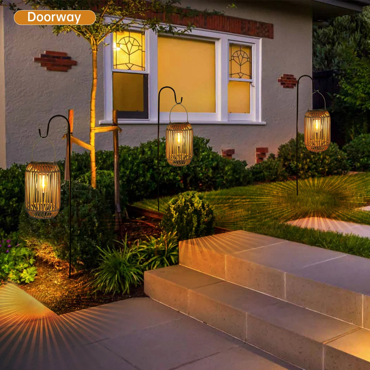Solar Rattan Outdoor Lantern Light