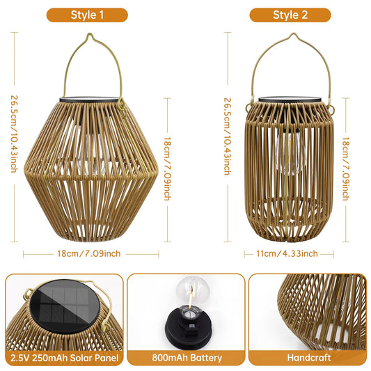 Solar Rattan Outdoor Lantern Light