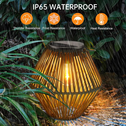 Solar Rattan Outdoor Lantern Light