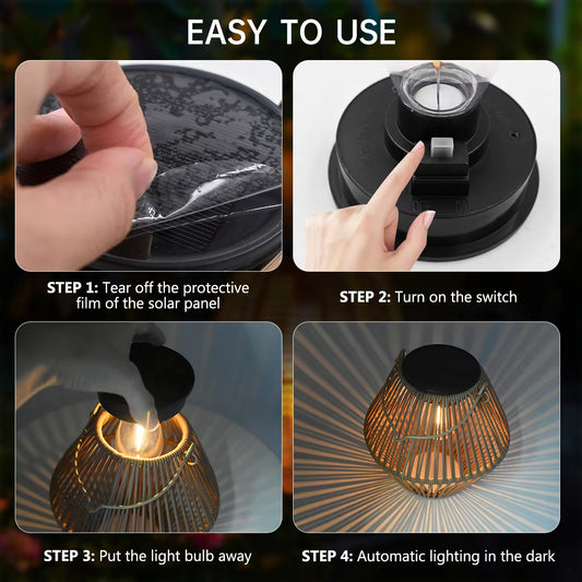 Solar Rattan Outdoor Lantern Light