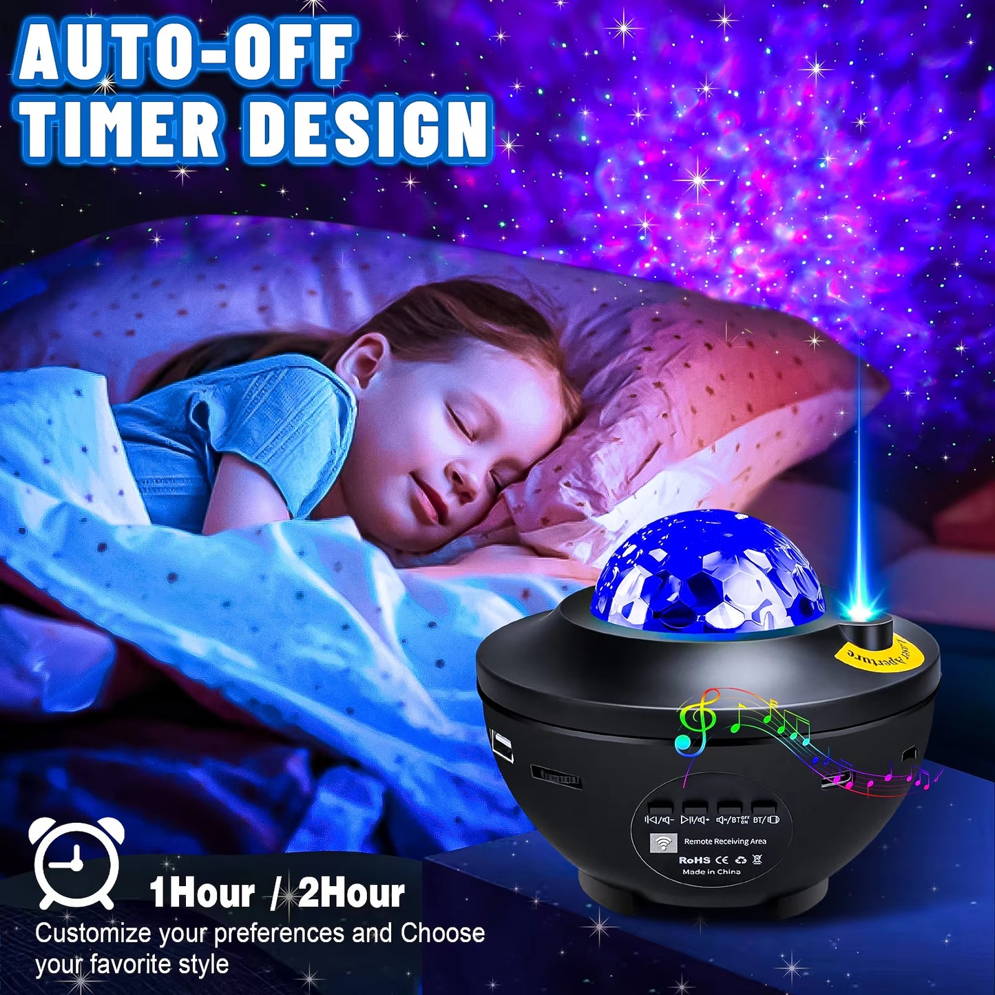 Starry Galaxy Projector Night Light with Bluetooth