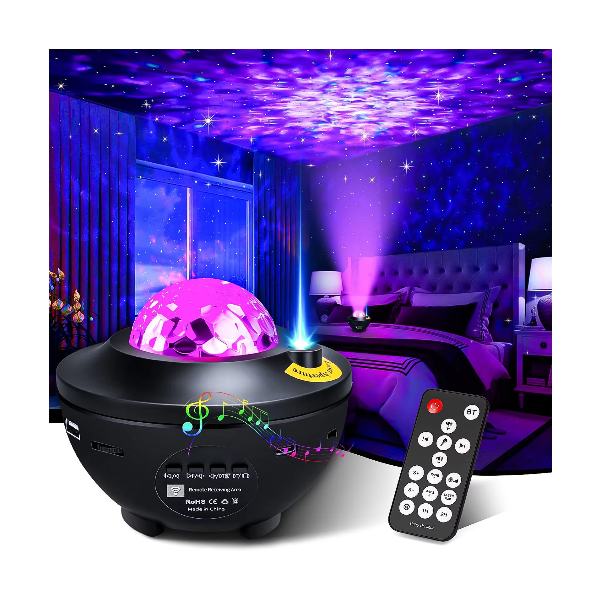 Starry Galaxy Projector Night Light with Bluetooth