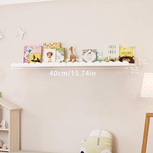 White Wavy Wooden Floating Shelf Wall Mounted Storage Ledge