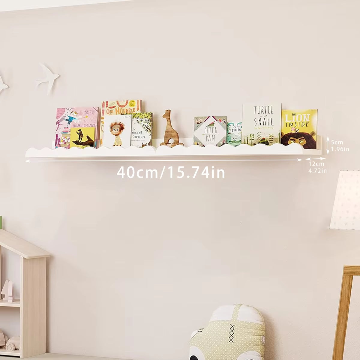White Wavy Wooden Floating Shelf Wall Mounted Storage Ledge