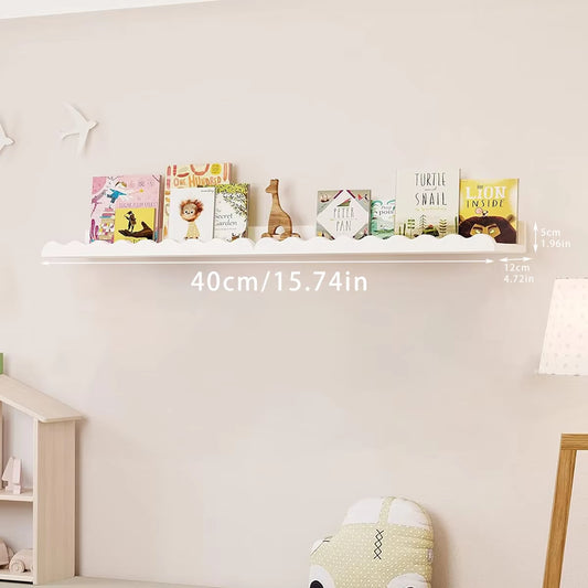 White Wavy Wooden Floating Shelf Wall Mounted Storage Ledge