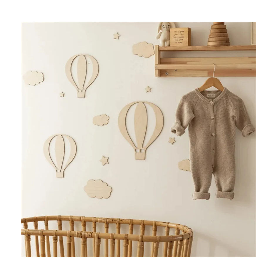Wooden Hot Air Balloon Wall Stickers Set for Kids Room