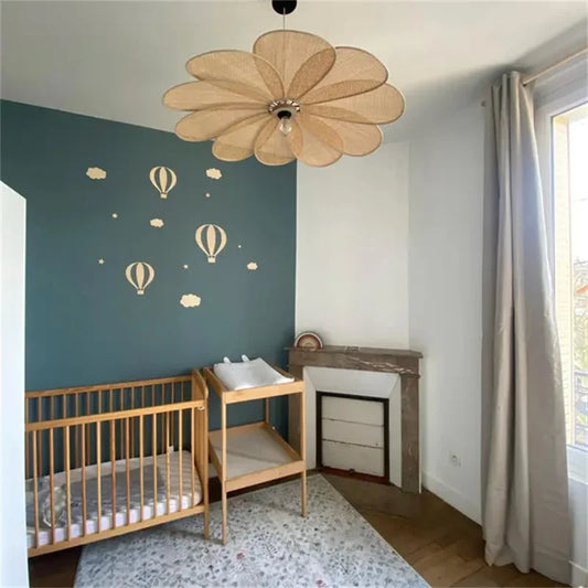 Wooden Hot Air Balloon Wall Stickers Set for Kids Room