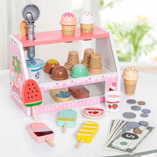 Wooden Ice Cream Pretend Play Toy Mini Dessert Set