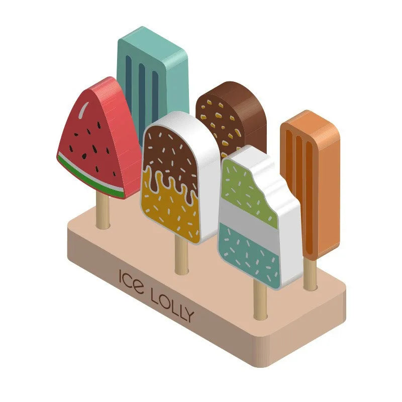 Wooden Ice Cream Pretend Play Toy Mini Dessert Set