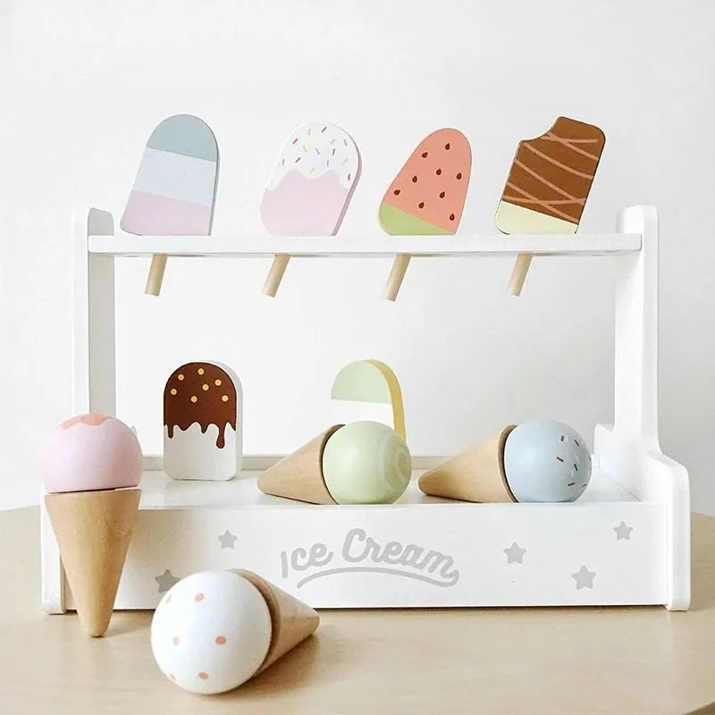 Wooden Ice Cream Pretend Play Toy Mini Dessert Set