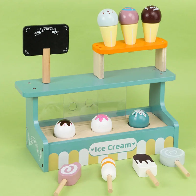 Wooden Ice Cream Pretend Play Toy Mini Dessert Set