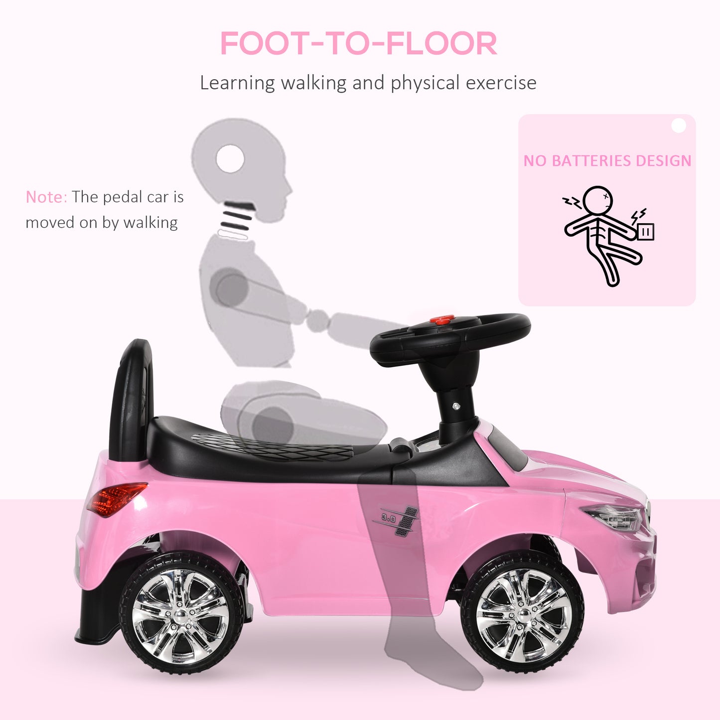 Ride on Sliding Car Baby Toddler Horn Music Working Lights Storage No Power