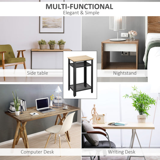 Modern Side Table with 2-Tier Shelves End Table for Bedroom, Living Room