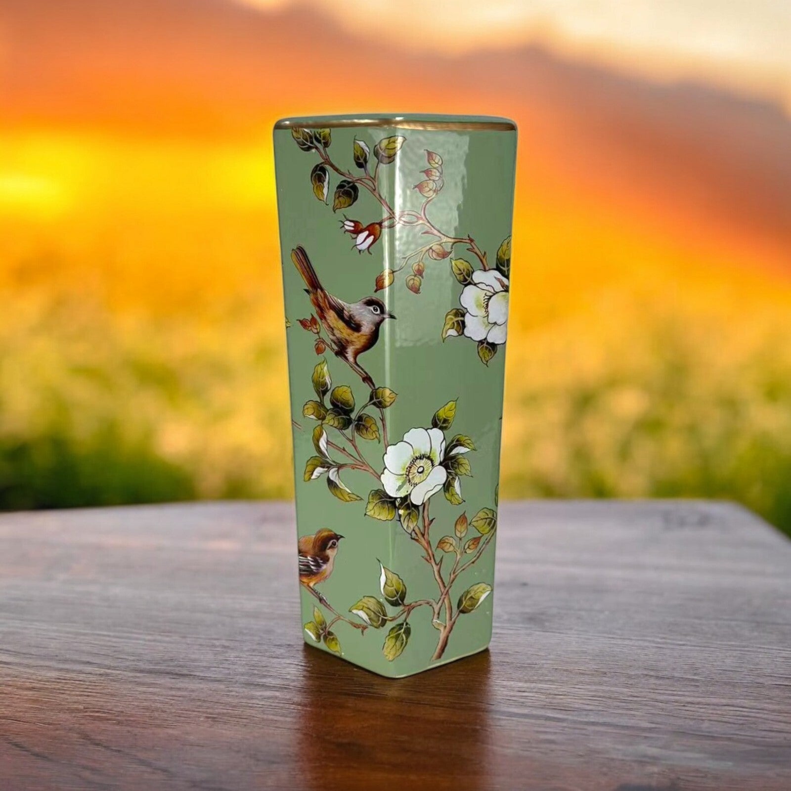 Durable & Stylish Ceramic round Bird Floral Umbrella Stand for Home, Office Use