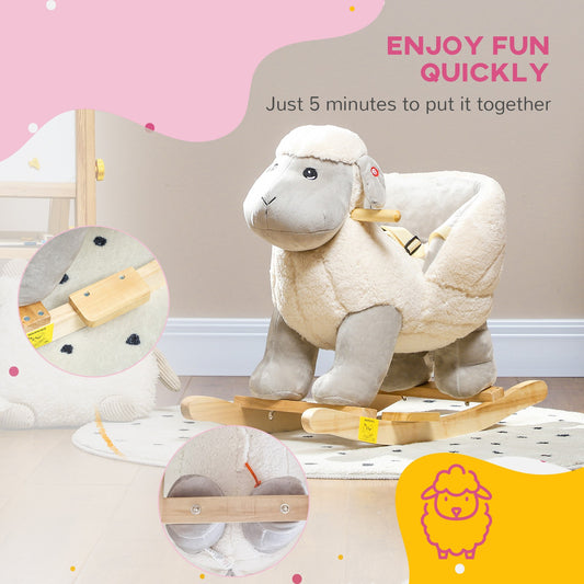 AIYAPLAY Baby Rocking Horse with Safety Belt, Sound, for Ages 18-36 Months