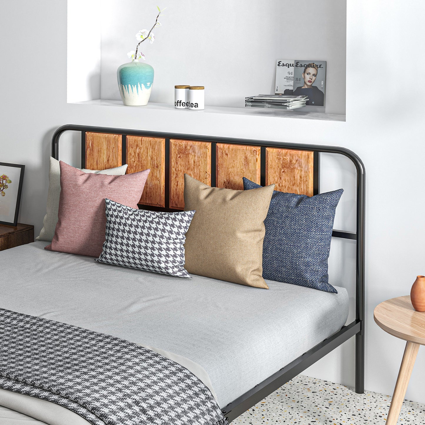 Bed Frame with Footboard and under Bed Storage Rustic Brown