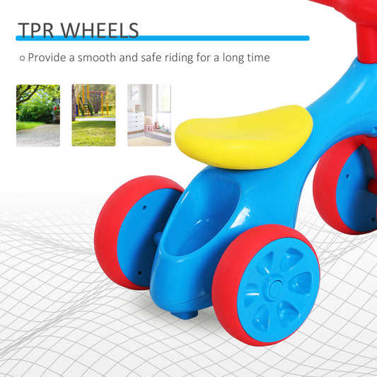 Baby Balance Bike Toddler Safe Training 4 Smooth Rubber Wheels W/Storage Bin