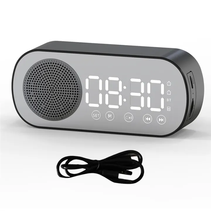 Mini Mirror LED Alarm Clock with FM Speaker