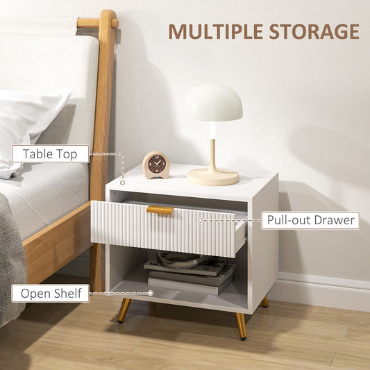 End Table with Drawer and Open Compartment for Bedroom