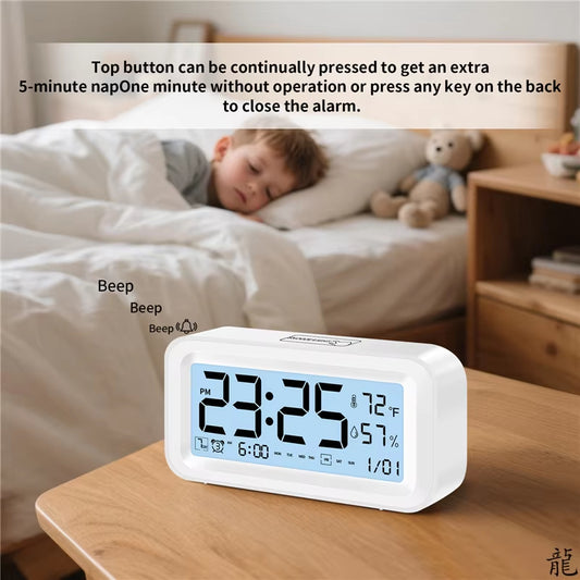 LED Digital Alarm Clock with Temp & Humidity