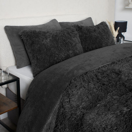 Teddy Duvet Cover Set Bedding Soft Fleece Faux Fur Shaggy Fluffy Cosy Quilt Warm