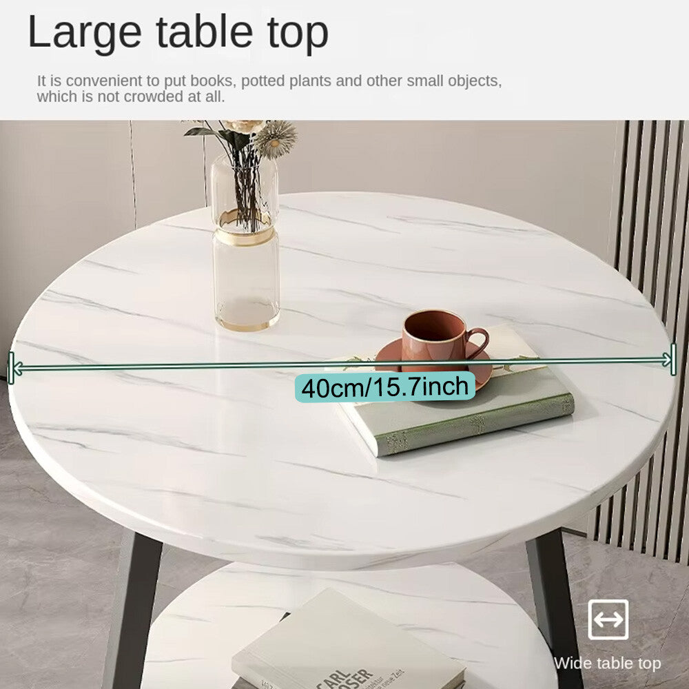 Small round Sofa Side Table Coffee End Table 2 Tier Shelf Living Room Bedroom