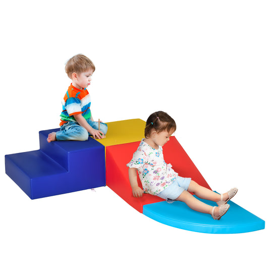 4-Piece Soft Play Set Climb and Crawl Foam Toddler Stairs and Ramp for Baby